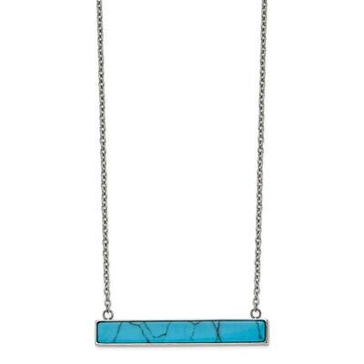 Reconstructed Howlite Bar with 1.75 Inch Ext. Necklace Stainless Steel Polished SRN2739-17.75 by Ch…