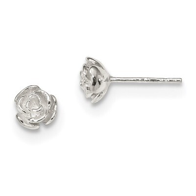 Rose Post Earrings Sterling Silver Polished QE13809, MPN: QE13809, 886774022383