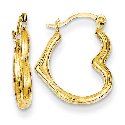 Heart Shaped Hollow Hoop Earrings 14k Gold TL746, MPN: TL746, 886774562780