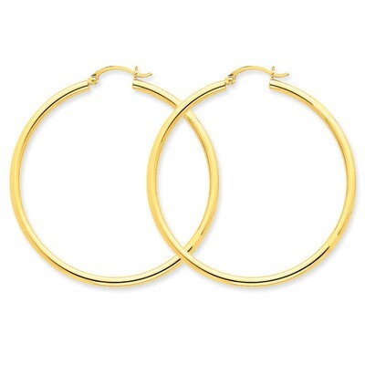 2.5mm Lightweight Round Hoop Earrings 14k Gold Polished T927L, MPN: T927L, 883957287669