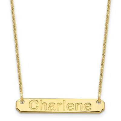 Polished Arial Rounded Bar Necklace 10k Gold Small 10XNA1232Y, MPN: 10XNA1232Y, 196904158906