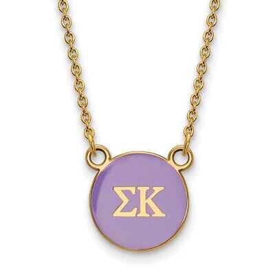 Sigma Kappa Extra Small Enameled Pendant with 18 Inch Chain Gold-plated Silver GP029SKP-18, MPN: GP…