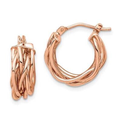 Braided Hoop Earrings 14K Rose Gold Polished TF1474, MPN: TF1474, 191101982743