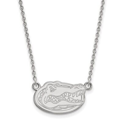 University of Florida Small Pendant with Chain Necklace 10k White Gold 1W015UFL-18, MPN: 1W015UFL-1…