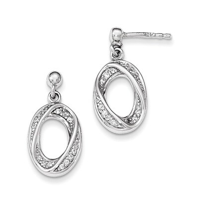 Fancy CZ Dangle Post Earrings Sterling Silver QE12289