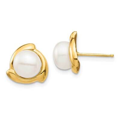 7-8mm White Button Freshwater Cultured Pearl Post Earrings 14k Gold XF696E, MPN: XF696E, 8839578337…