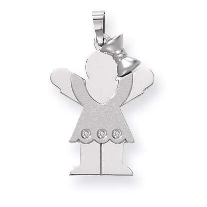 Complete Girl with Bow on Right Diamond Charm 14k White Gold XK446AA, MPN: XK446AA, 883957116891