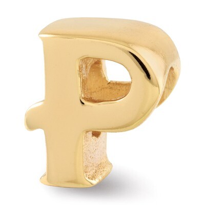 Gold-plated Letter P Bead - Sterling Silver QRS468PGP, MPN: QRS468PGP, 886774992150
