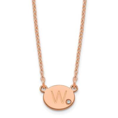 Oval with Diamond Necklace Sterling Silver Rose-plated XNA1377RP, MPN: XNA1377RP,