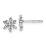 CZ Diamond Snowflake Earrings Sterling Silver Rhodium-Plated Polished QE16114, MPN: QE16114, 196904…