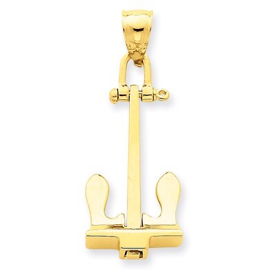 3-D T-Bar Style Anchor Pendant 14k Gold C3340, MPN: C3340, 637218045150