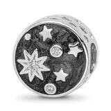 Enamel CZ Galaxy Bead Sterling Silver Rhodium-plated QRS4172, MPN: QRS4172,