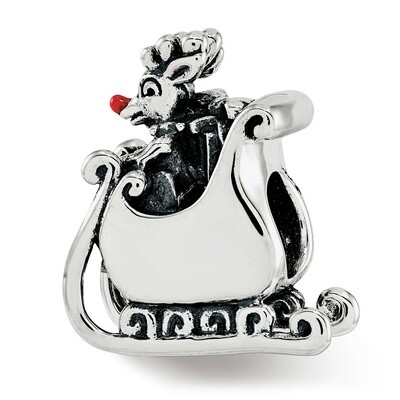 Enameled Rudolph in Sleigh Bead Sterling Silver QRS3760, MPN: QRS3760,