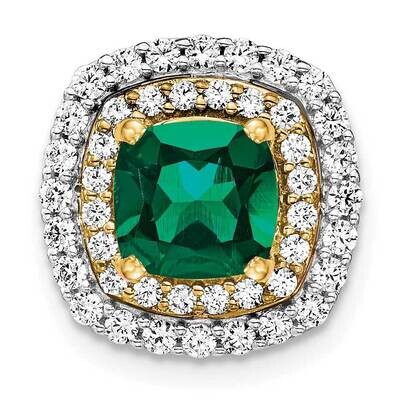Created Emerald Pendant 14k Two-tone Gold Lab Grown Diamond PM7501-CEM-055-WYLG, MPN: PM7501-CEM-05…
