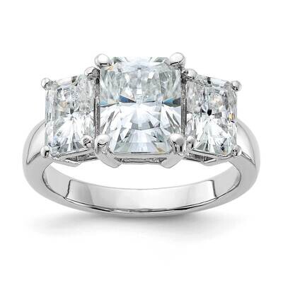 5 1/3ct. Three Stone D E F Pure Light Octagon Moissanite Ring 14k White Gold RM4454E-510-WMP, MPN: …