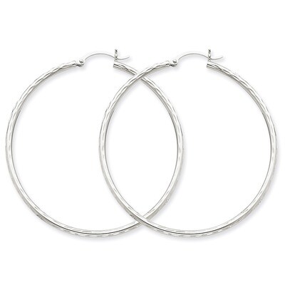 Diamond-cut 2mm Round Tube Hoop Earrings 14k White Gold TC227, MPN: TC227, 883957289045