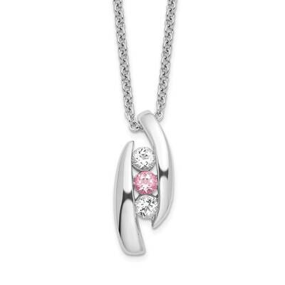 Survivor Clear Pink Swarovski Topaz Pillar Of Strength Necklace 10k White Gold 10SV221W-16, MPN: SV…