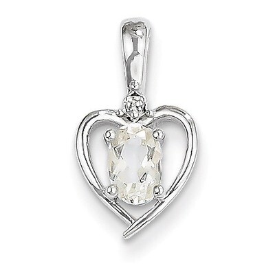 White Topaz Diamond Pendant 14k White Gold Genuine XBS457, MPN: XBS457, 883957374703