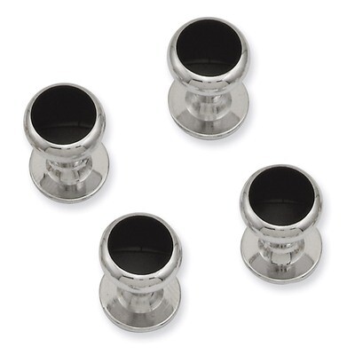 Kelly Waters Four Piece Black Epoxy Tuxedo Studs Rhodium-plated KW636, MPN: KW636, 196904087879