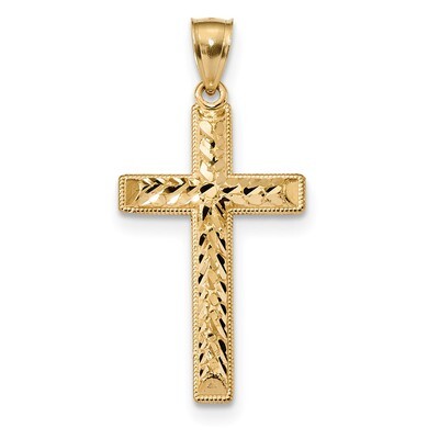 Latin Cross Pendant 14k Gold Diamond-cut K6175, MPN: K6175, 886774043685