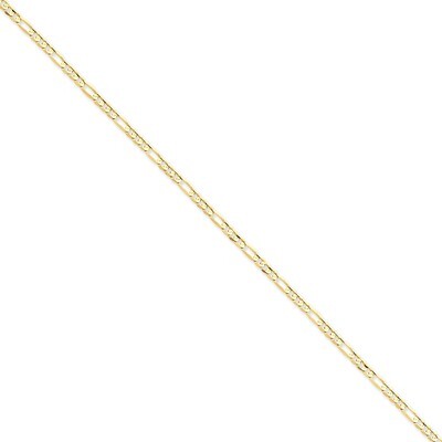 3mm Concave Open Figaro Chain 16 Inch 14k Gold LFG080-16, MPN: LFG080-16, 886774416847