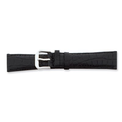 14mm Black Crocodile Dark Stitch Watch Band 6.75 Inch Silver-tone Buckle BAW83-14, MPN: BAW83-14, 8…