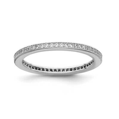 Polished CZ Diamond Eternity Band Sterling Silver Rhodium-plated QR6927, MPN: QR6927, 883957769417