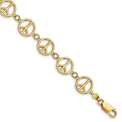 Peace Sign Bracelet 14k Gold Polished FB1589-7.5, MPN: FB1589-7.5, 191101009914