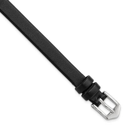 Gold-tone Long 8mm Black Calfskin Buckle Watch Band Silver-tone BAW332L-8, MPN: BAW332L-8,