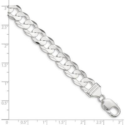 22 Inch 11.9mm Concave Beveled Curb Chain Sterling Silver QCBC300-22, MPN: QCBC300-22, 191101393839