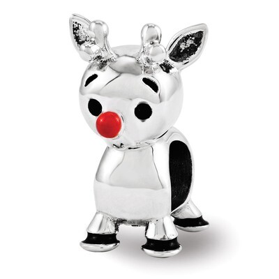 Red Enamel Rudolph Bead - Sterling Silver QRS3456, MPN: QRS3456, 886774964447