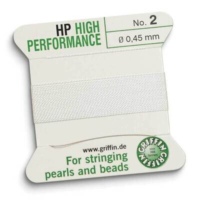 Griffin High Performance #2 White 0.45mm Diameter 2 Meter Bead Cord CRD881/2, MPN: CRD881/2, 841054…