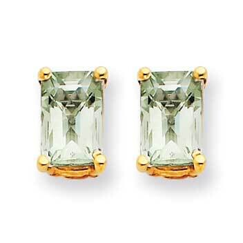 6x4 Octagon Checker-Cut Green Quartz Earrings 14k Gold XE65CG, MPN: XE65CG, 883957094861
