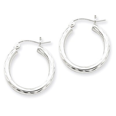 2.25mm Diamond-cut Hoop Earrings Sterling Silver Rhodium-plated QE3533, MPN: QE3533, 883957927176