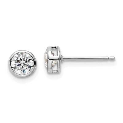 Rhodium-Plated 5mm CZ Diamond Bezel Post Earrings Sterling Silver Polished QE16141, MPN: QE16141, 1…