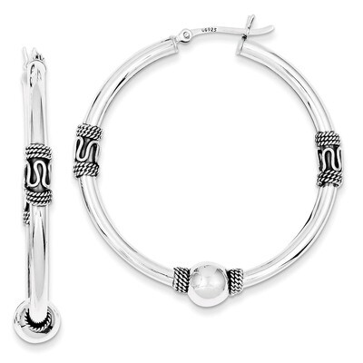 Hoop Earrings Antiqued Sterling Silver QE4920, MPN: QE4920, 883957934129