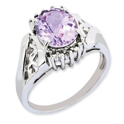 Pink Quartz &amp; Diamond Ring Sterling Silver QR2917PQ, MPN: QR2917PQ, 883957360089