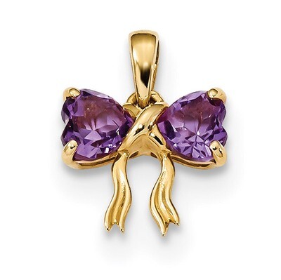 Amethyst Bow Pendant 14k Gold Polished XBS517, MPN: XBS517, 883957345178