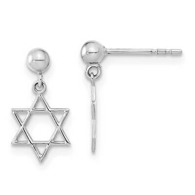 Polished Star of David Post Dangle Earrings 14k White Gold YE2129, MPN: YE2129, 191101785993