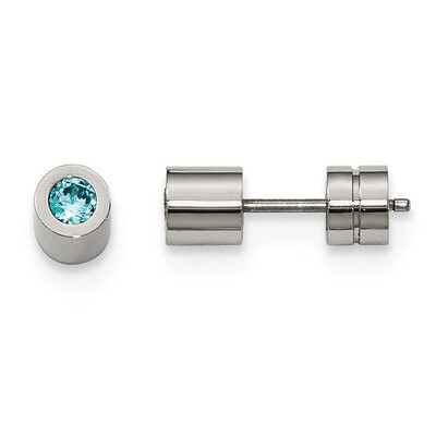 CZ Dec Birthstone Polished Post Earrings Stainless Steel SRE995 by Chisel, MPN: SRE995, 191101645617