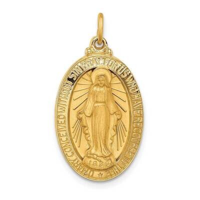 Medium 3-D Oval Miraculous Medal 14k Gold Solid Polished Satin XR1754, MPN: XR1754, 883957325507