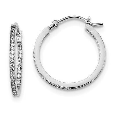 Micro Pave CZ Diamond In &amp; Out Hoop Earringss Sterling Silver Rhodium-plated QE13745, MPN: QE13745,…
