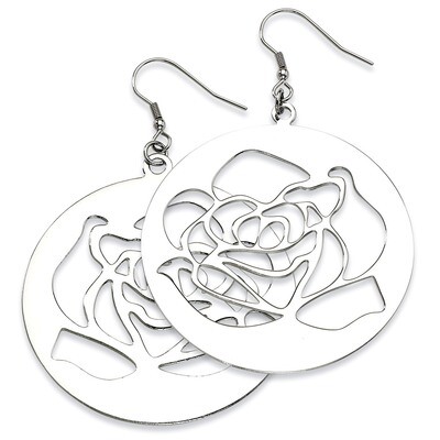 Rose Cutout Dangle Earrings - Stainless Steel SRE278 by Chisel, MPN: SRE278, 886774038063