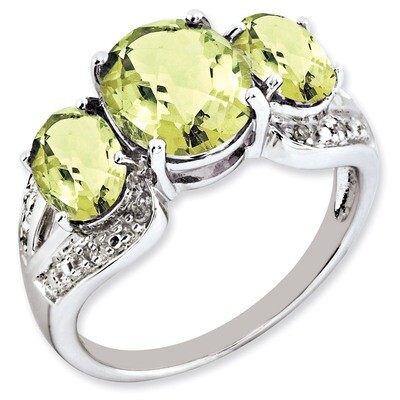 Oval Lemon Quartz &amp; Diamond Ring Sterling Silver QR3184LQ, MPN: QR3184LQ, 883957157429