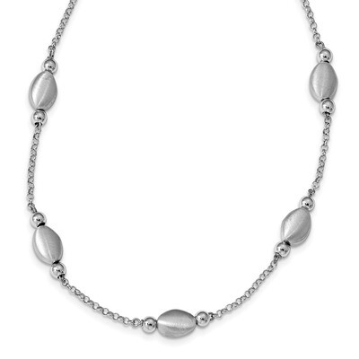 Leslie&#39;s Polished Satin with 1.5 inch extender Necklace Sterling Silver Rhodium-plated HB-QLF1043-1…