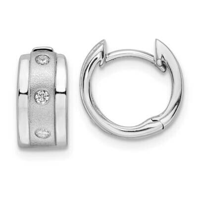 Polished CZ Diamond Hoop Earrings Sterling Silver Rhodium-Plated QE16284, MPN: QE16284, 196904168493