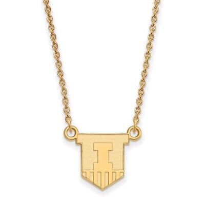 University of Illinois Small Pendant with Chain Necklace 10k Yellow Gold 1Y054UIL-18, MPN: 1Y054UIL…