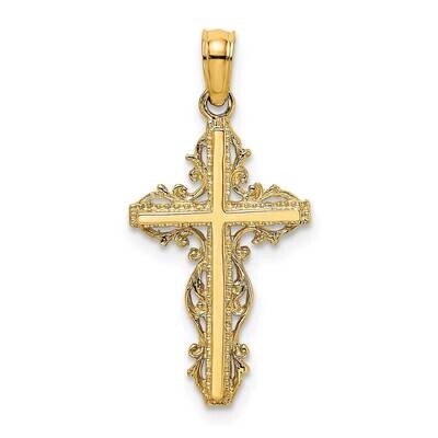 Stick Cross with Lace Trim Charm 14k Gold K8458, MPN: K8458, 637218038916