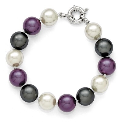 12-13Mm Multi-Color Color Shell Bead Bracelet Sterling Silver QMJB128MX-7.5, MPN: QMJB128MX-7.5, 88…