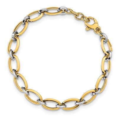 Leslie&#39;s Polished with 0.5in extender Bracelet 14k Two-tone Gold HB-LF1240-7, MPN: LF1240-7, 191101…